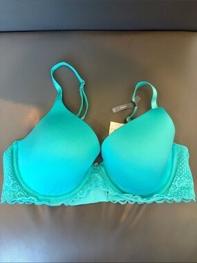 aerie Turquoise Lace-Trim Molded T-Shirt Bra